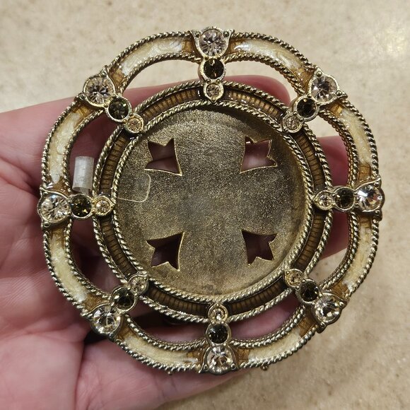 JAY STRONGWATER SCROLLED RIBBON BOW CRYSTAL JEWELED ENAMEL ROUND FRAME - Picture 6 of 8